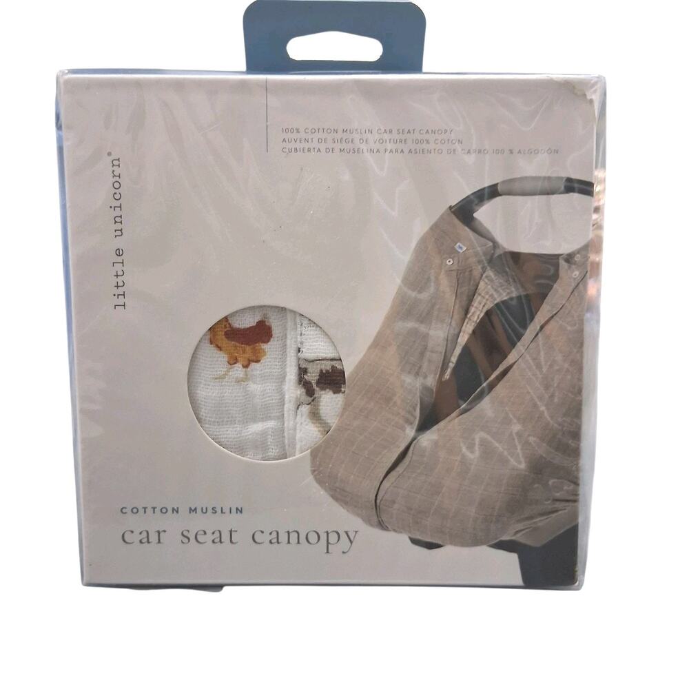 Little Unicorn 100% Cotton Muslin Car Seat Canopy Farm Friends